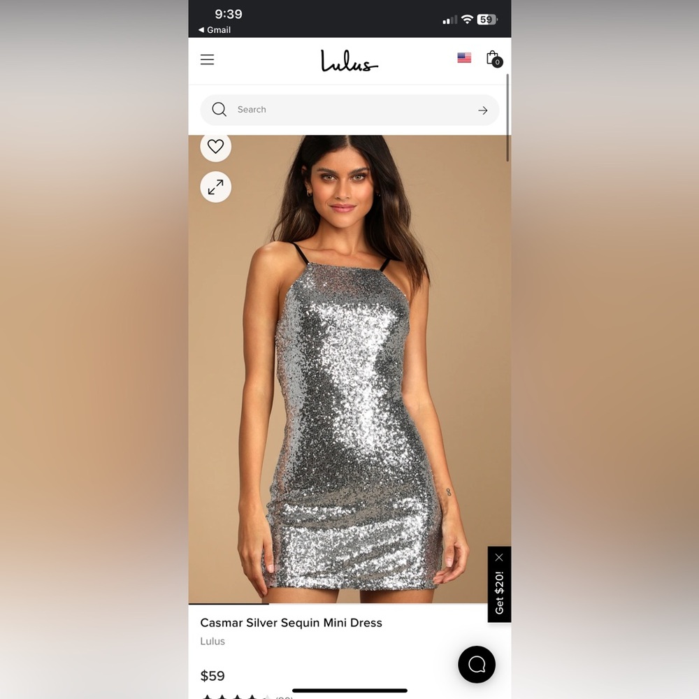 Lulu’s Casmar Silver Sequin Mini Dress - New With Tags - Size Small
